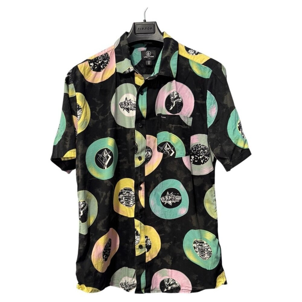 VOLCOM V ENTERTAINMENT Men's Woven‎ Shirt size XL graphic cotton/viscose